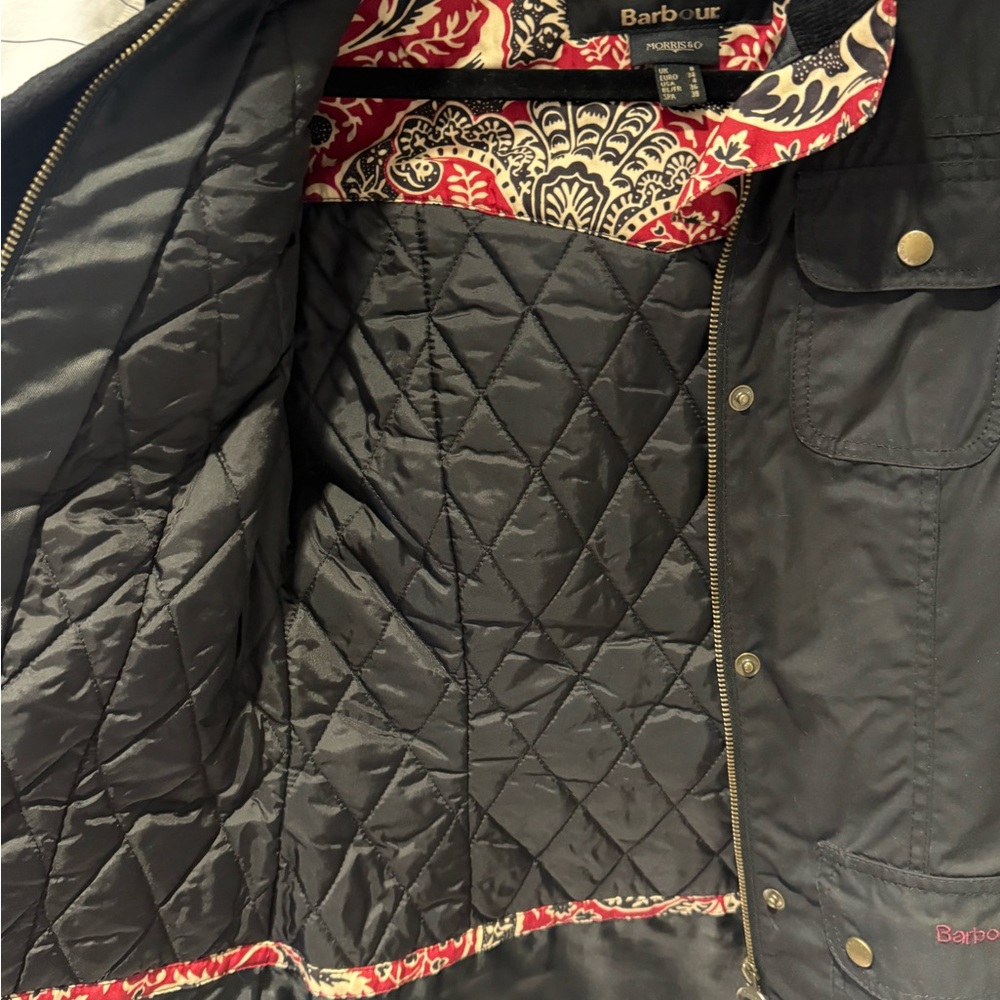 Barbour Black Utility Jacket with Patterned Lining - image 2